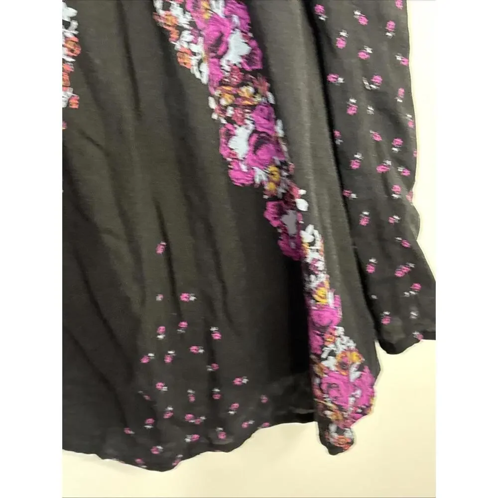 Free People Open Back Purple/Blk Slip Dress Asymmetrical Pockets‎ NWOT Gypsy XS